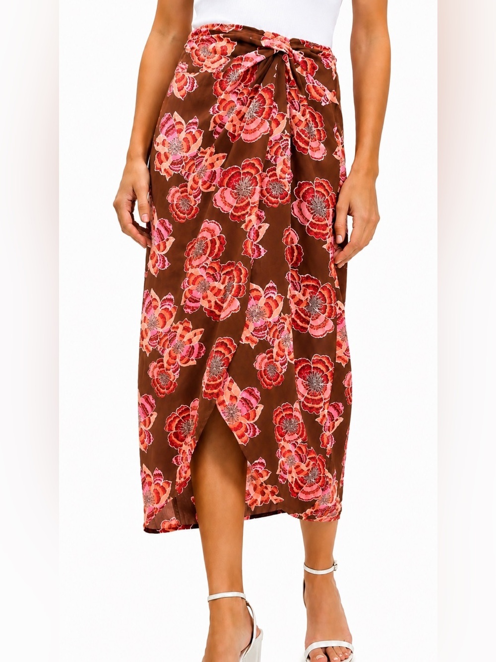 Loft floral twisted sarong midi skirt, size 14